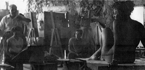 David Kandalkar im Atelier von Marcel Janco (1957).